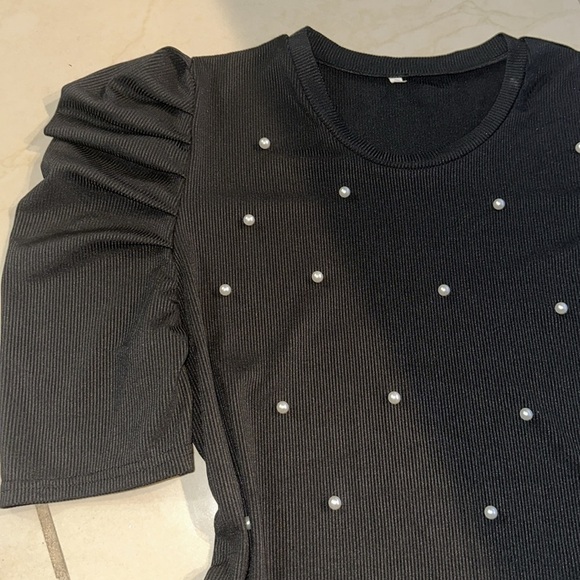 Puff‎ sleeves black blouse Sz. L - Picture 3 of 7